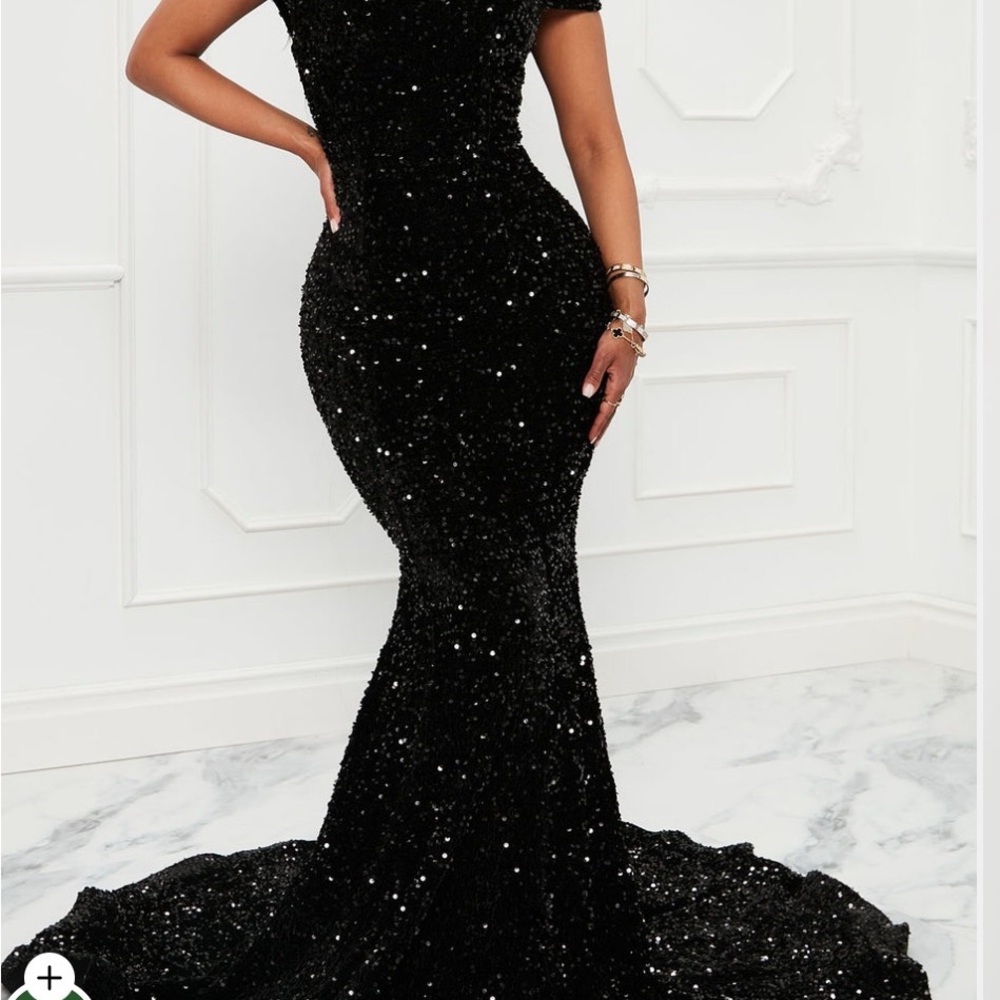 Fashion Nova Black Sequin Maxi Dress